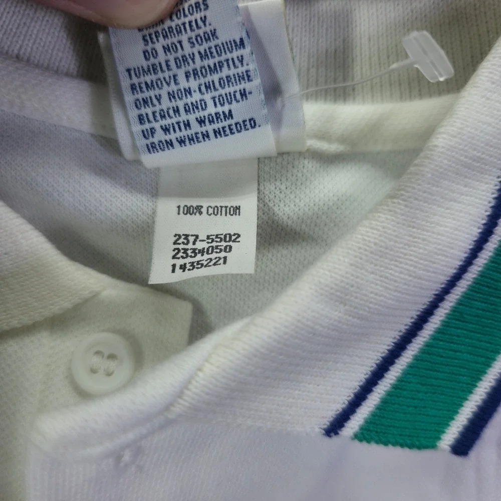 Vintage OshKosh Bgosh Kids White Sailing School Polo Shirt Made in USA NWT